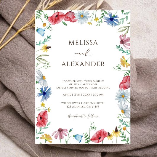 Wildflower boho garden floral Weddenschap Kaart