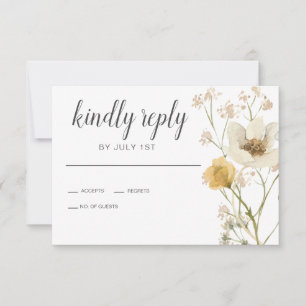 Wildflower Boho garden Floral Wedding RSVP-kaart RSVP Kaartje