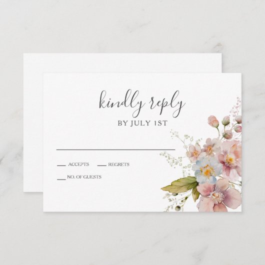 Wildflower Boho garden Floral Wedding RSVP-kaart RSVP Kaartje (Voorkant / Achterkant)