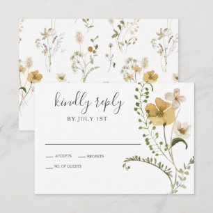 Wildflower Boho garden Floral Wedding RSVP-kaart RSVP Kaartje
