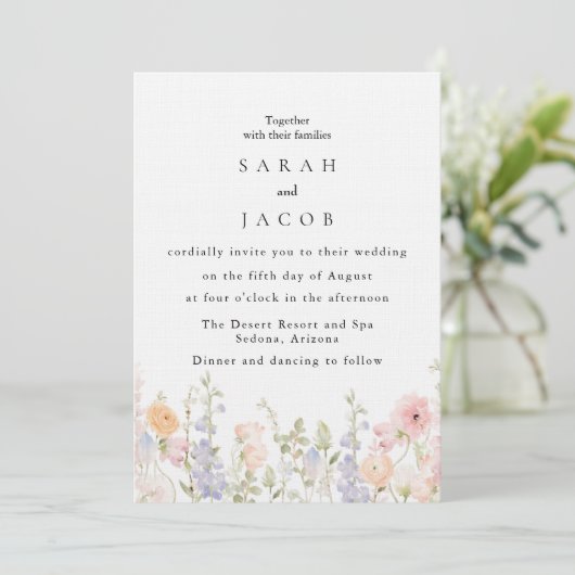 Wildflower Boho Garden Wedding Invitation (Debout devant)
