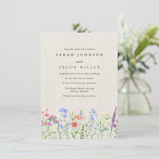 Wildflower Boho Garden Wedding Invitation (Debout devant)