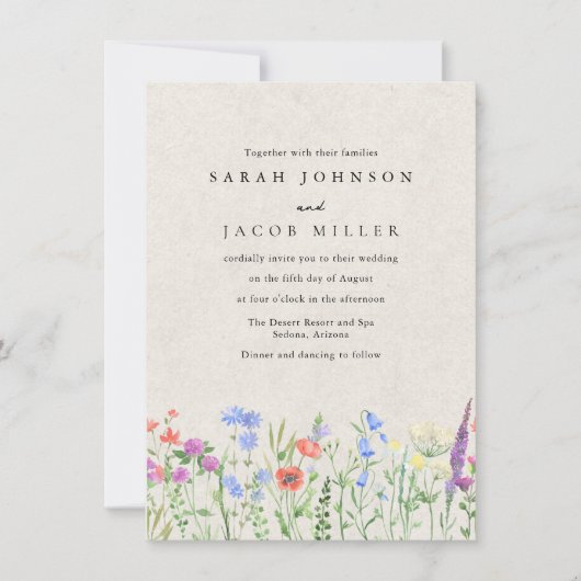 Wildflower Boho Garden Wedding Invitation (Devant)