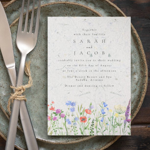 Wildflower Boho Garden Wedding Invitation Kaart