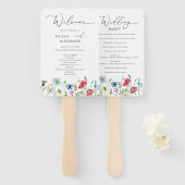 Wildflower Boho garden Wedding Programme Hand Fan Handwaaier (Voorkant en achterkant)
