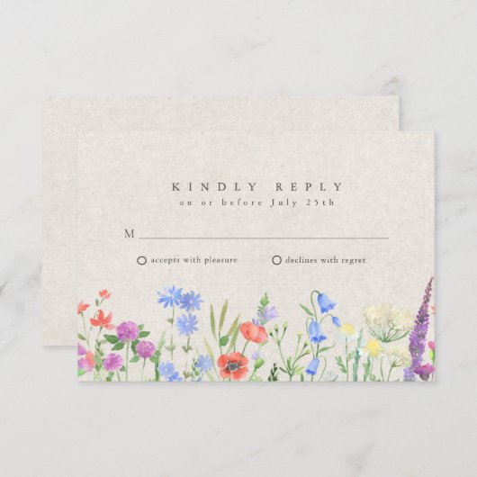Wildflower Boho Garden Wedding RSVP (Devant / Derrière)
