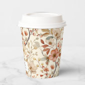 Wildflower Boho Ivory Terracotta Floral Papieren Bekers (Links)