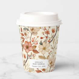 Wildflower Boho Ivory Terracotta Floral Papieren Bekers