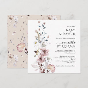 Wildflower boho minimalistisch modern Baby shower Kaart
