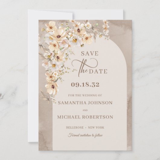 Wildflower boho minimalistisch modern Save the dat Save The Date (Voorkant)