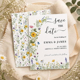 Wildflower Boho Minimalistische Moderne Weide Trou Save The Date