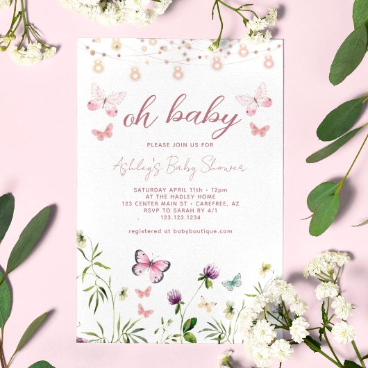Wildflower Boho Oh Baby shower Kaart