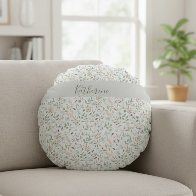 Wildflower Boho Personalized Rond Kussen (Creator heeft geüpload)