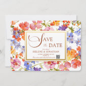 Wildflower Boho Rustic Floral Elegante bruiloft Save The Date (Voorkant)