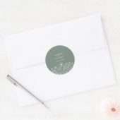 Wildflower Boho Sage Green Wedding Ronde Sticker (Envelop)