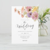 Wildflower Boho Spring Wedding Kaart (Staand voorkant)