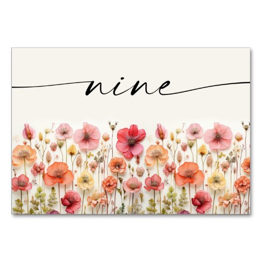 Wildflower Boho tafel Kaarten nummer negen (Voorkant)