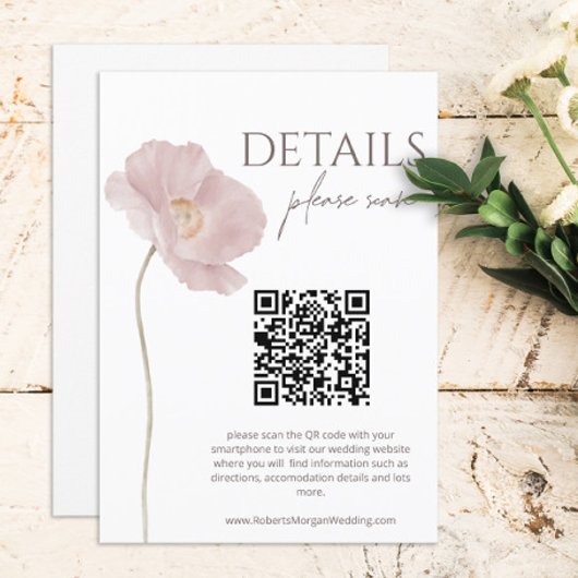 Wildflower Boho trouwgegevens met QR-code Informatiekaartje