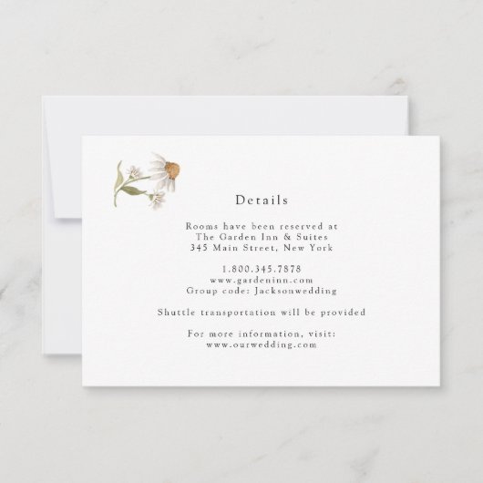 Wildflower Boho Trouwkaart Details Kaart (Voorkant)