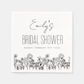 Wildflower Boho Vrijgezellenfeest Floral Sketch Ar Servet (Voorkant)