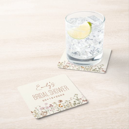 Wildflower Boho Vrijgezellenfeest in Bloom Garden Vierkante Kartonnen Onderzetter (Insitu)