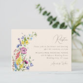 Wildflower Boho Waterverf Huwelijksreceptie Informatiekaartje (Staand voorkant)