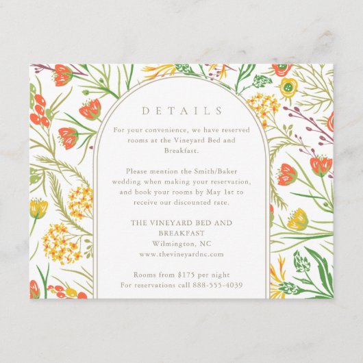 Wildflower Boho Wedding Details Informatiekaartje (Voorkant)