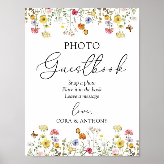 Wildflower Boho Wedding Foto Guestbook Poster (Voorkant)