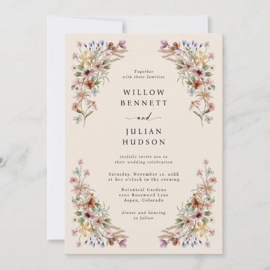 Wildflower Boho Wedding Kaart (Voorkant)