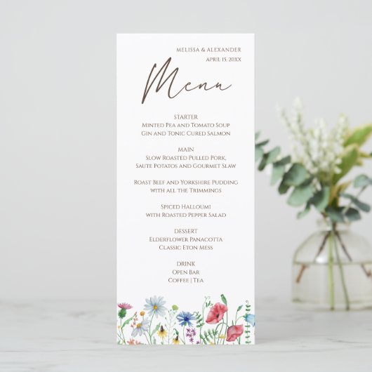 Wildflower Boho Wedding Menu (Staand voorkant)