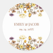 Wildflower Boho Wedding Ronde Sticker (Voorkant)