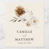 Wildflower Boho Wedding Wijn Etiket (Enkel label)