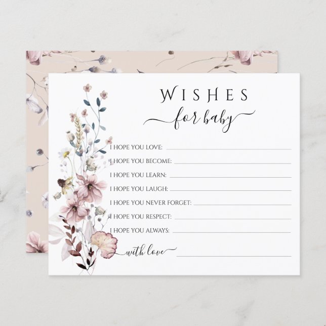 Wildflower boho Wensen voor Baby Game (Voorkant / Achterkant)