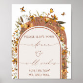 Wildflower Boog Advies en Wensen Trouwbord Poster (Voorkant)