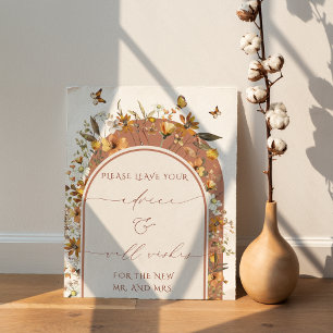 Wildflower Boog Advies en Wensen Trouwbord Poster