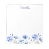 Wildflower Border Blue Flowers Gepersonaliseerd Notitieblok (Voorkant)