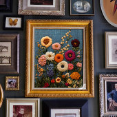 Wildflower borduurstijl  botanisch poster