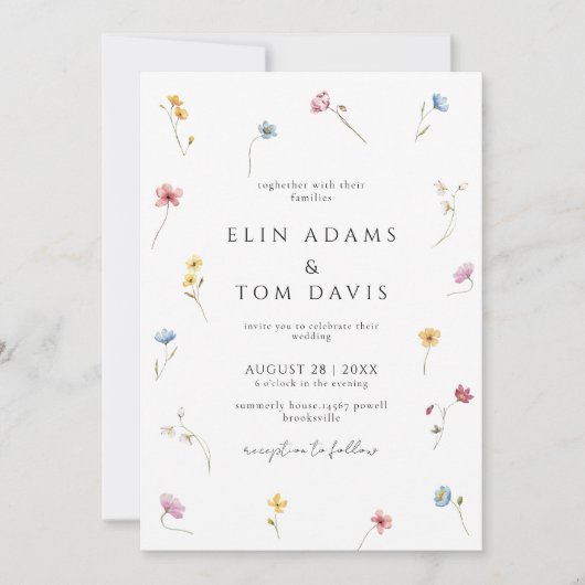 Wildflower Botanical Floral Wedding Invitation (Devant)