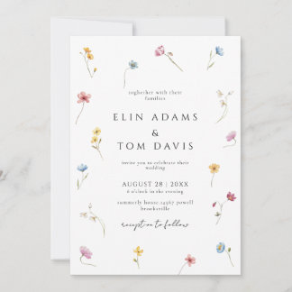 Wildflower Botanical Floral Wedding Invitation Kaart