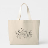 Wildflower Botanical Line Art Canvas tas (Achterkant)
