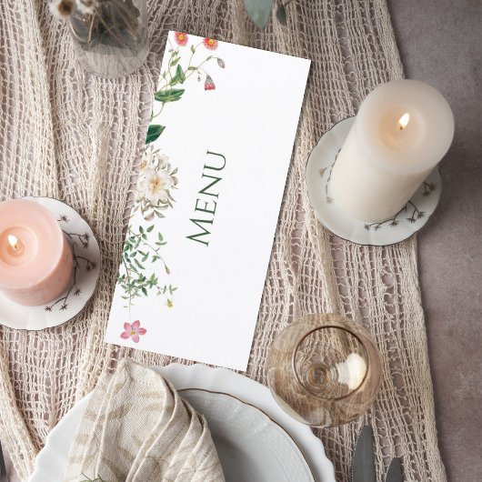 Wildflower Botanical Wedding Menu Card