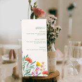 Wildflower Botanical Wedding Menu Card