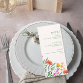 Wildflower Botanical Wedding Menu Card