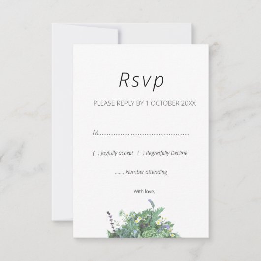 Wildflower Botanical Wedding RSVP Card (Devant)