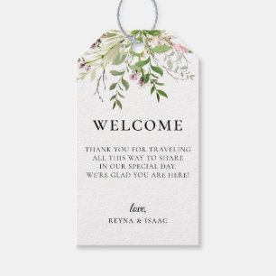 Wildflower botanische bruiloft welkomsttas cadeaulabel