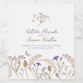 Wildflower botanische waterverf herfstbruiloft wijn etiket (Enkel label)