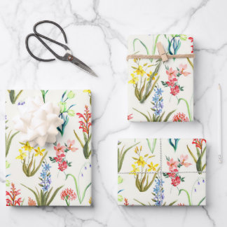 Wildflower Botanische Waterverf Wrapping Paper
