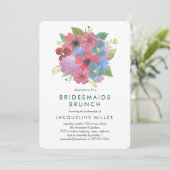 Wildflower Bouquet Bridesmaids Brunch Invitation Kaart (Staand voorkant)