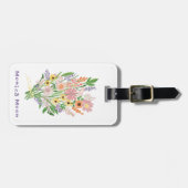 Wildflower Bouquet Handpainted Gouache Custom Name Bagagelabel (Voorkant horizontaal)