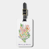 Wildflower Bouquet Handpainted Gouache Custom Name Bagagelabel (Voorkant verticaal)